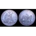 1843 Seated Liberty Dollar, 43/43, XF/AU Details