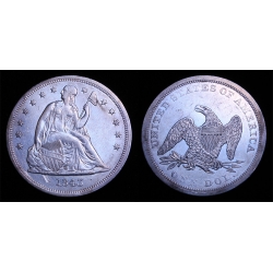 1843 Seated Liberty Dollar, 4/4, AU Details