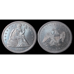 1843 Seated Liberty Dollar, Prooflike AU/UNC
