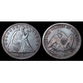 1847 Seated Liberty Dollar, AU+ Details