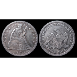 1847 Seated Liberty Dollar, Sharp AU Details