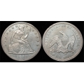 1854 Seated Liberty Dollar, Nice AU58