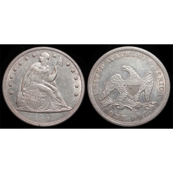 1857 Seated Liberty Dollar, Nice AU+