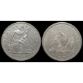 1859 Seated Liberty Dollar, AU+