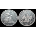 1860 Seated Liberty Dollar, AU58 Details