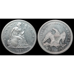 1860 Seated Liberty Dollar, AU58 Details