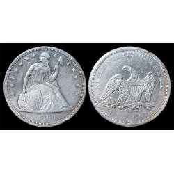 1860-O Seated Liberty Dollar, AU+ Details