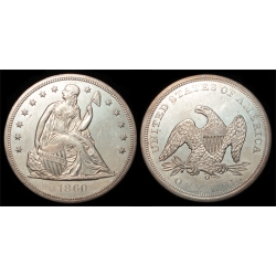1860-O Seated Liberty Dollar, PL, Choice BU Details