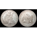 1860-O Seated Liberty Dollar, XF/AU Details