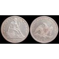 1861 Seated Liberty Dollar, Nice AU+