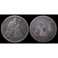 1863 Seated Liberty Dollar, AU 58+ Details