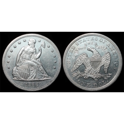 1866 Seated Liberty Dollar, Choice BU Details