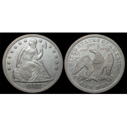 1868 Seated Liberty Dollar, AU Details