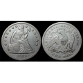 1868 Seated Liberty Dollar, Xtra Digit in Dentils Under 6, XF/AU Dtls
