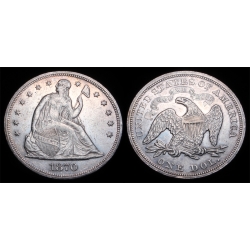 1870 Seated Liberty Dollar, AU+ Details