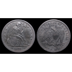 1872 Seated Liberty Dollar, MPD, AU Details