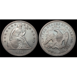 1872-S Seated Liberty Dollar, AU++ Details