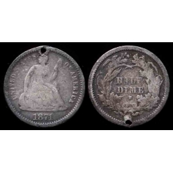 1871-S Seated Liberty Half Dime, "S" IN Wreath, VG Details