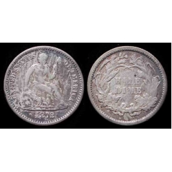 1872 Seated Liberty Half Dime, XF Details