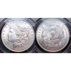 1887 Morgan Dollar, Vam 25A, Donkey Tail, PCGS, MS 63